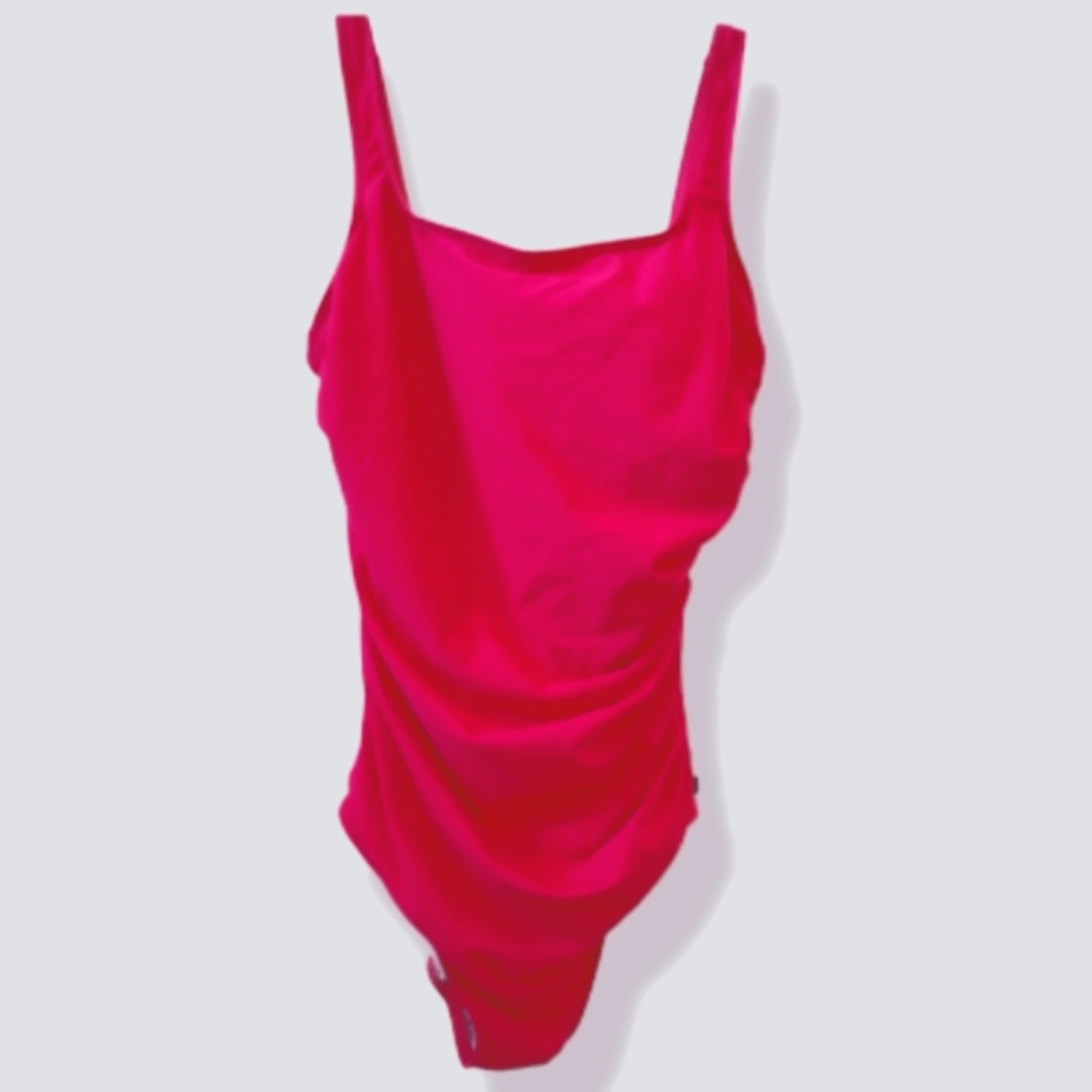 Reebok Pink Chlorine Resistant Ruched One Piece Bathing Suit Size 16 NWOT